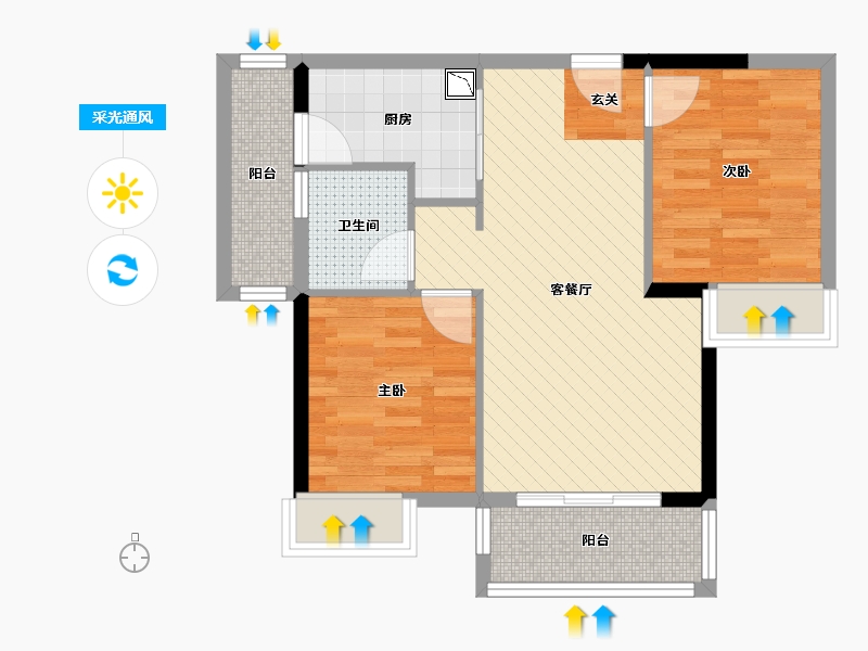 广东省-东莞市-富盈盈翠曦园-61.34-户型库-采光通风