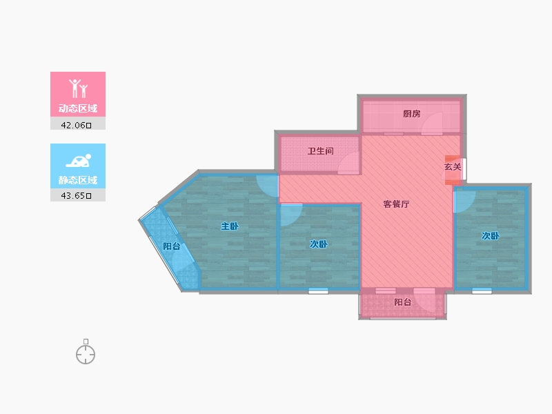 北京-北京市-冠军楼-76.90-户型库-动静分区