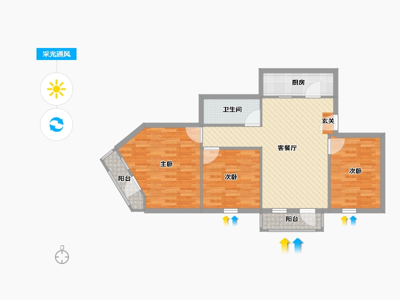 北京-北京市-冠军楼-76.90-户型库-采光通风