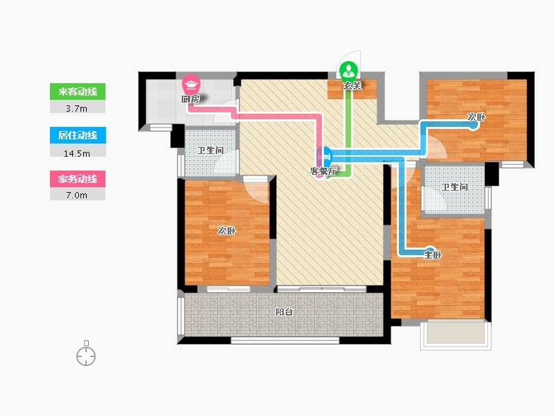 湖南省-长沙市-星雅美辰-90.89-户型库-动静线