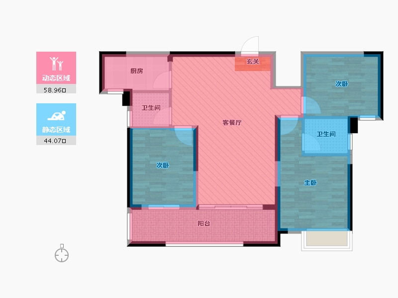 湖南省-长沙市-星雅美辰-90.89-户型库-动静分区