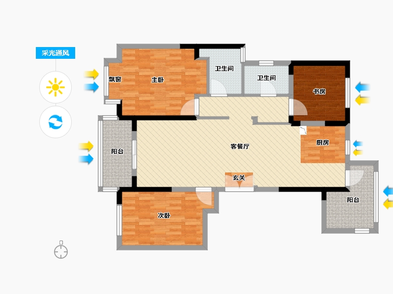 江苏省-盐城市-龙泊湾-101.56-户型库-采光通风