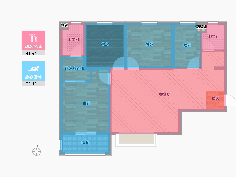 陕西省-西安市-巨威大秦郡-87.32-户型库-动静分区