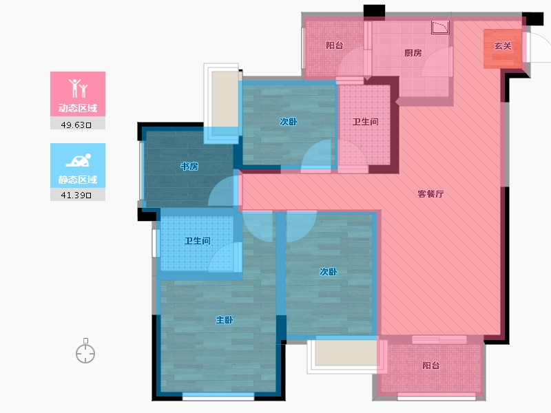 重庆-重庆市-斌鑫江南御府-77.58-户型库-动静分区