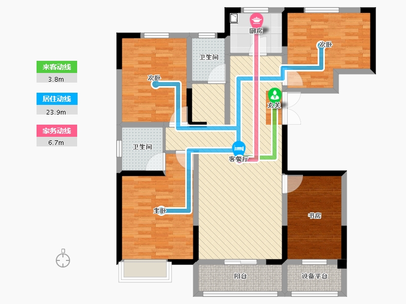 河南省-济源市-龙潭花园-107.23-户型库-动静线