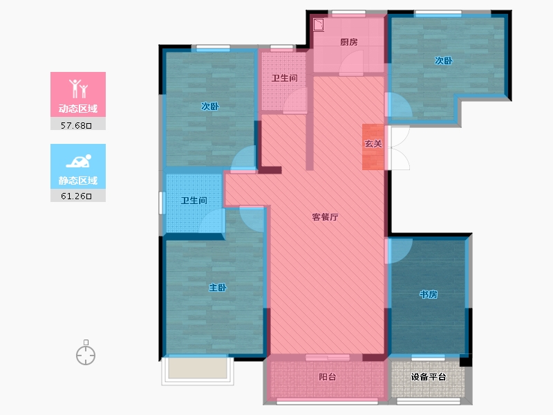 河南省-济源市-龙潭花园-107.23-户型库-动静分区