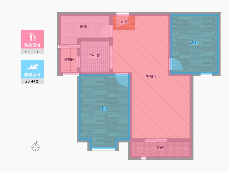 新疆维吾尔自治区-伊犁哈萨克自治州-奎屯市上东湖-74.24-户型库-动静分区