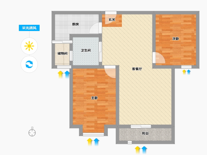 新疆维吾尔自治区-伊犁哈萨克自治州-奎屯市上东湖-74.24-户型库-采光通风