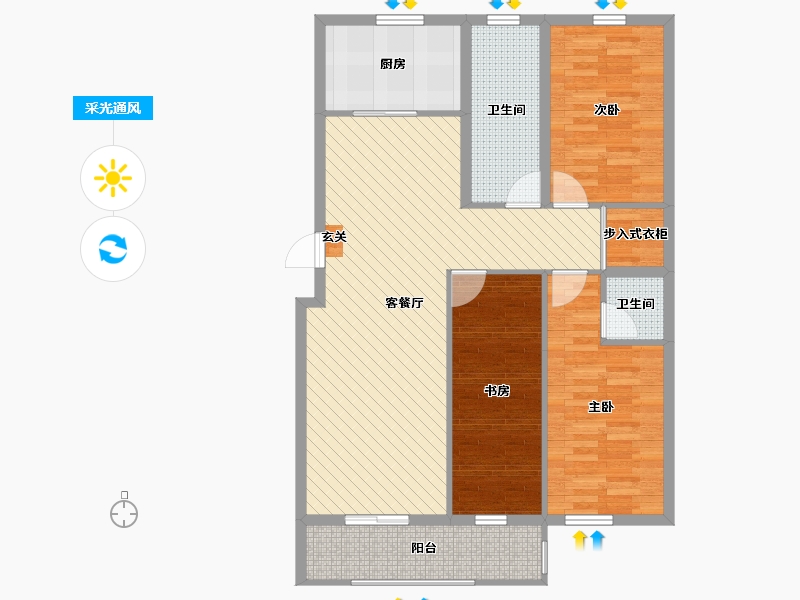 山东省-威海市-富润苑-101.40-户型库-采光通风