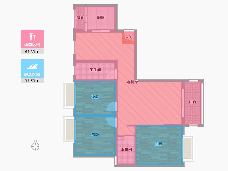 湖北省-黄冈市-翟港小区-89.11-户型库-动静分区