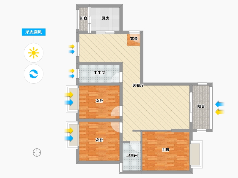 湖北省-黄冈市-翟港小区-89.11-户型库-采光通风