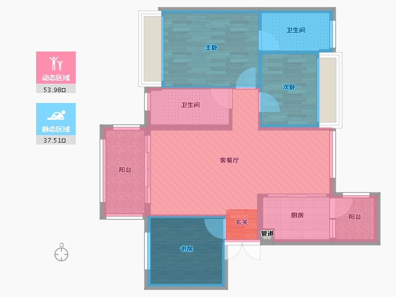 四川省-内江市-中铁城市之心-80.45-户型库-动静分区