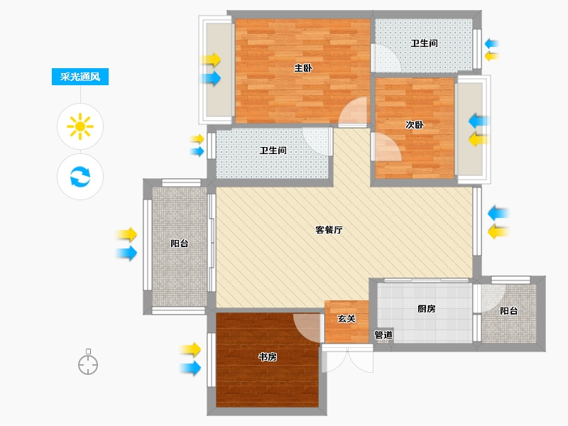 四川省-内江市-中铁城市之心-80.45-户型库-采光通风