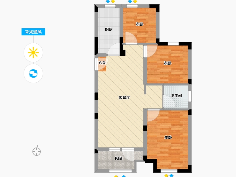 河南省-郑州市-金地格林小城-62.70-户型库-采光通风