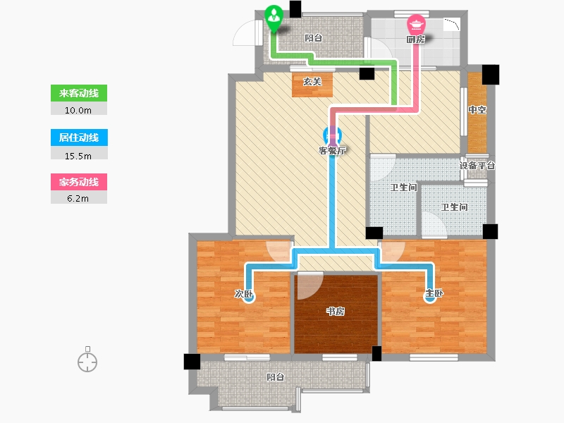 福建省-福州市-闽芝冠-95.58-户型库-动静线