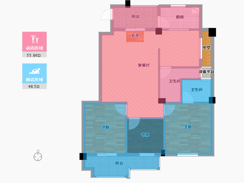 福建省-福州市-闽芝冠-95.58-户型库-动静分区