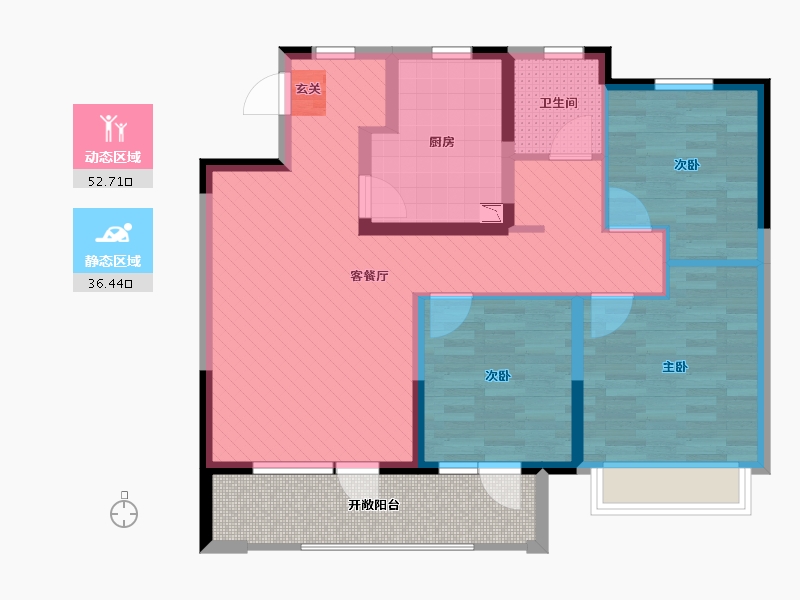 山东省-青岛市-海信盟旺世家-88.00-户型库-动静分区