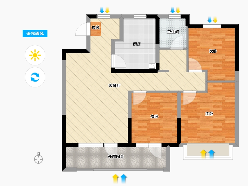 山东省-青岛市-海信盟旺世家-88.00-户型库-采光通风