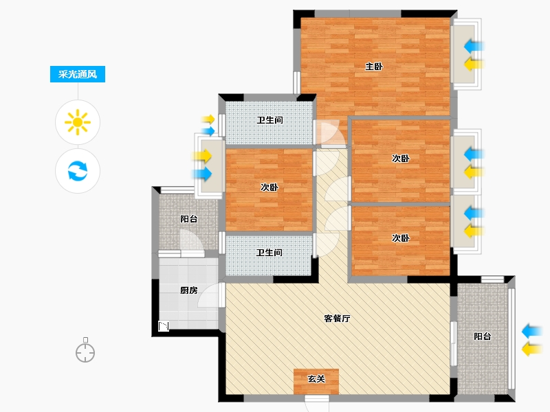 广东省-广州市-岭南新世界-104.91-户型库-采光通风