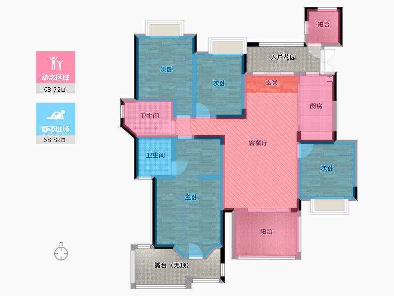 贵州省-黔西南布依族苗族自治州-贵州华联城-136.30-户型库-动静分区