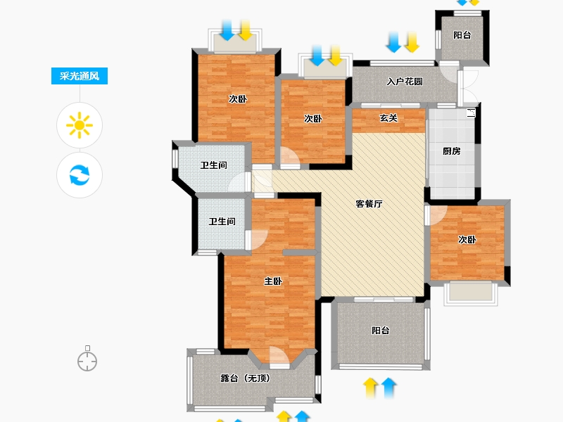 贵州省-黔西南布依族苗族自治州-贵州华联城-136.30-户型库-采光通风