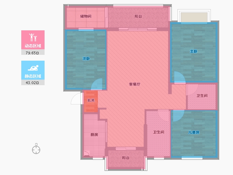 江西省-九江市-开源国际小区-108.65-户型库-动静分区