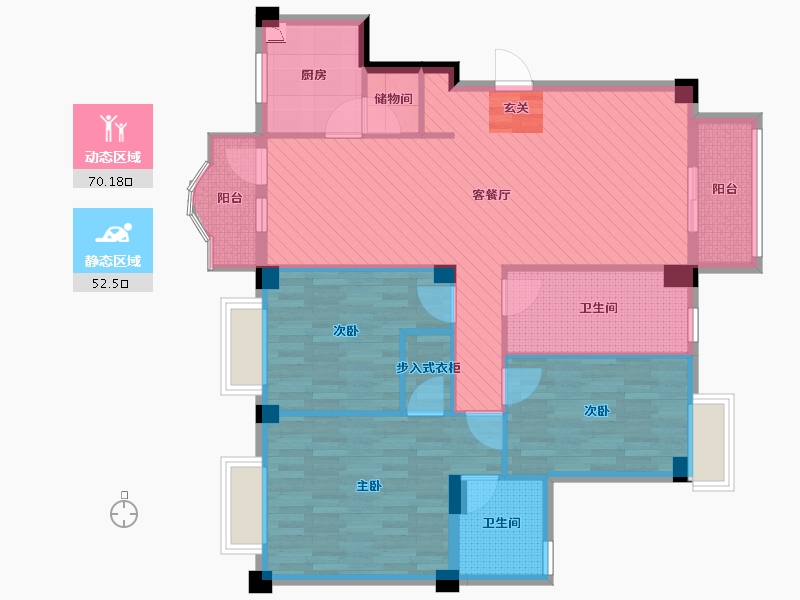 湖北省-武汉市-卧龙・剑桥春天(二期)-110.23-户型库-动静分区