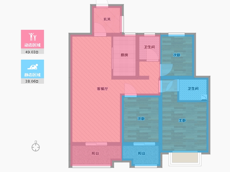 山东省-临沂市-华前城市广场富华小区-74.28-户型库-动静分区