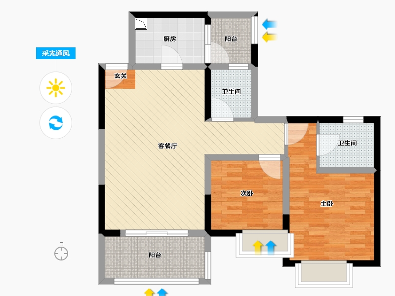 四川省-成都市-誉府仕家-72.44-户型库-采光通风