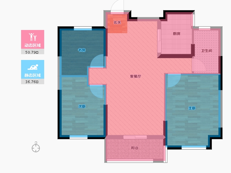 江苏省-徐州市-九龙城红郡-77.46-户型库-动静分区