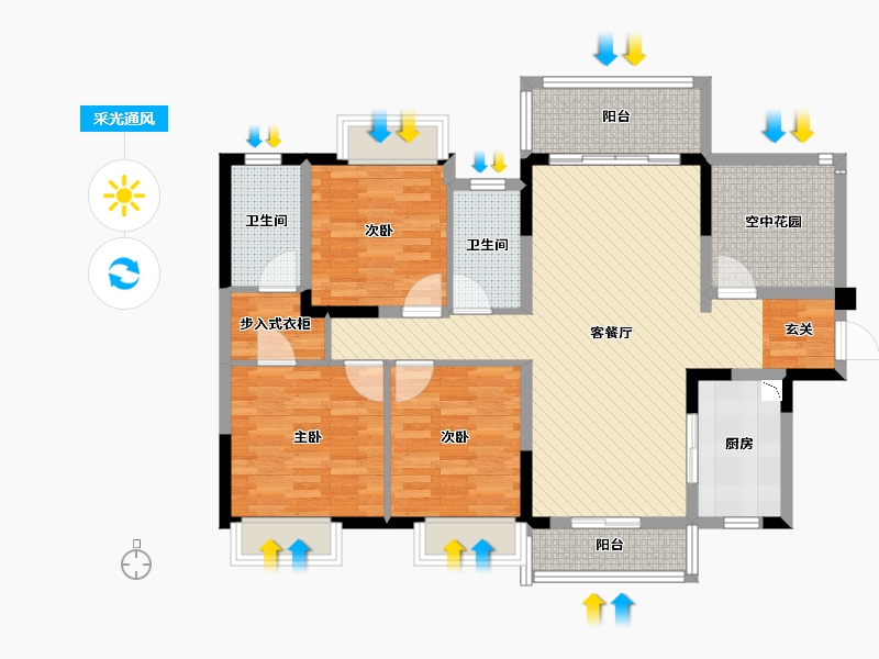 广东省-梅州市-保利江南和府-101.80-户型库-采光通风