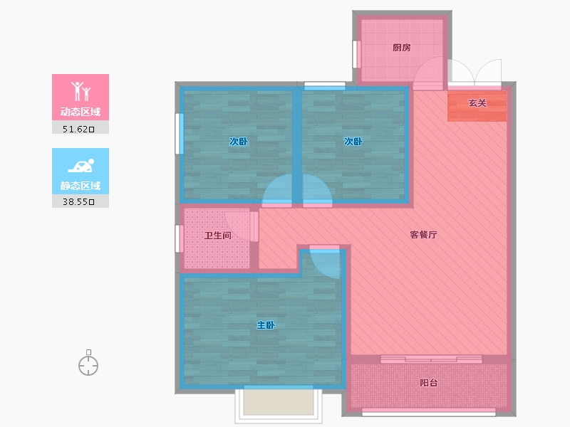 浙江省-杭州市-长兴园二区-78.00-户型库-动静分区