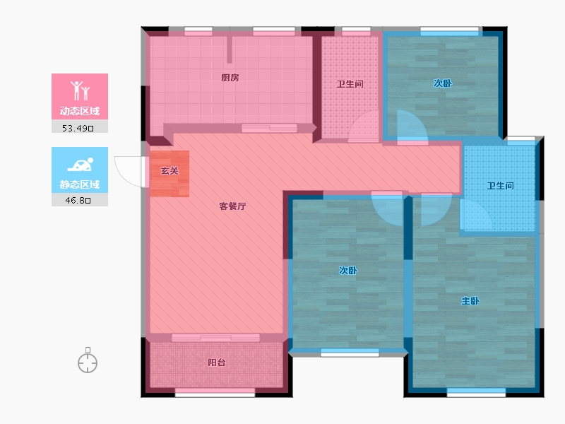 山东省-潍坊市-泰华城大益华府-87.18-户型库-动静分区