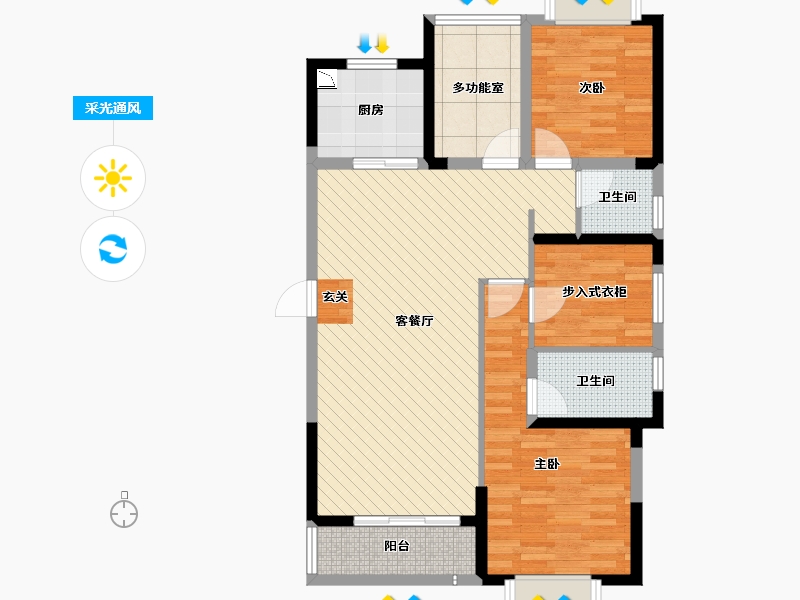 湖北省-宜昌市-月星国际城-90.04-户型库-采光通风