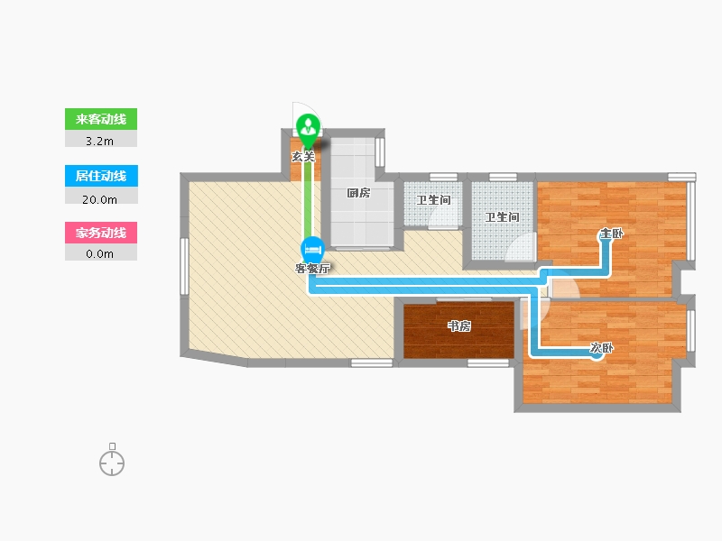 上海-上海市-沪闵路9260弄徐汇公寓-72.71-户型库-动静线