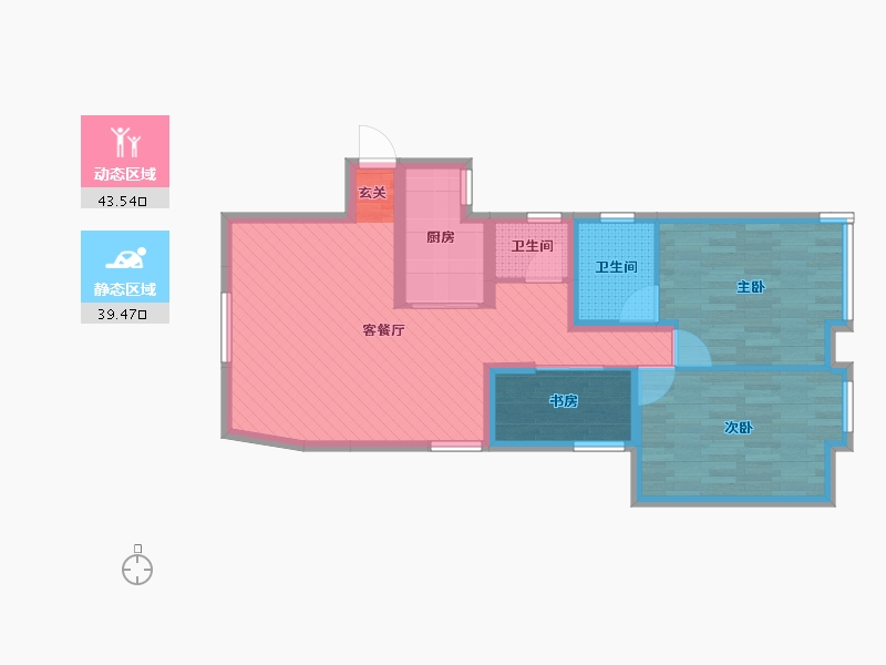 上海-上海市-沪闵路9260弄徐汇公寓-72.71-户型库-动静分区