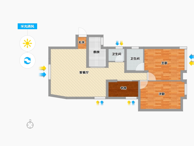 上海-上海市-沪闵路9260弄徐汇公寓-72.71-户型库-采光通风