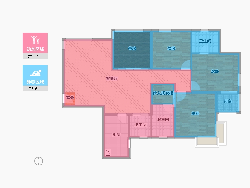 浙江省-宁波市-四季云顶-129.13-户型库-动静分区