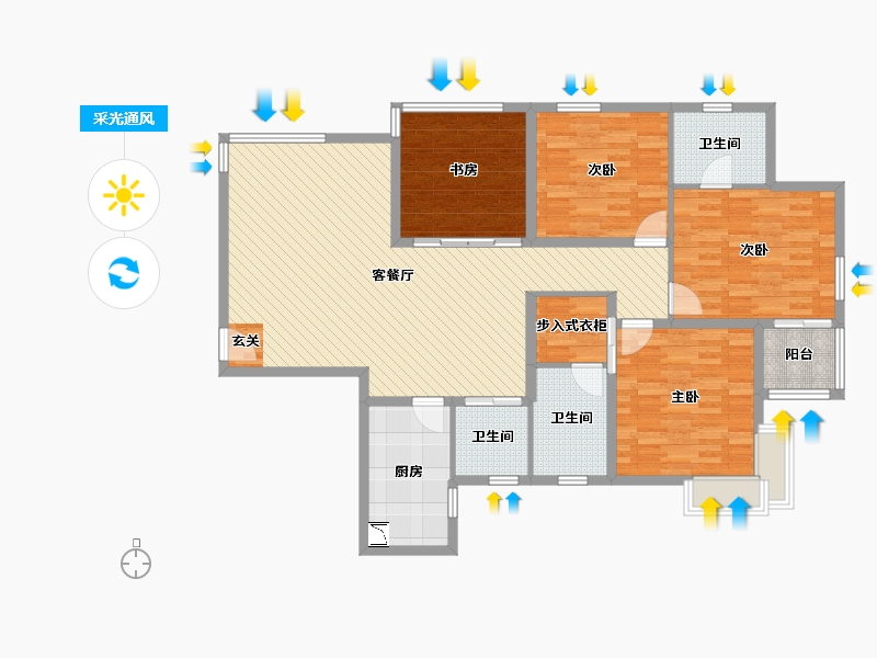 浙江省-宁波市-四季云顶-129.13-户型库-采光通风