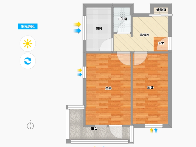 北京-北京市-明光北里-1号楼-43.64-户型库-采光通风