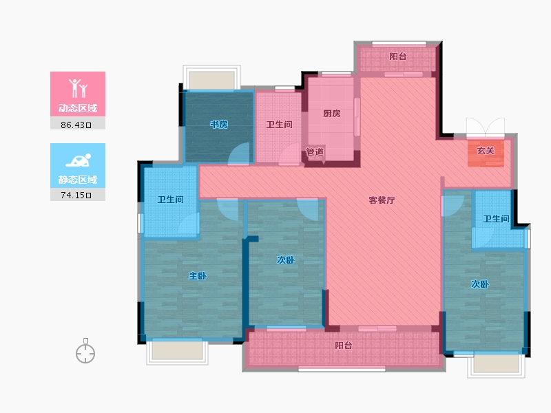 湖北省-武汉市-金地花园小区-143.05-户型库-动静分区