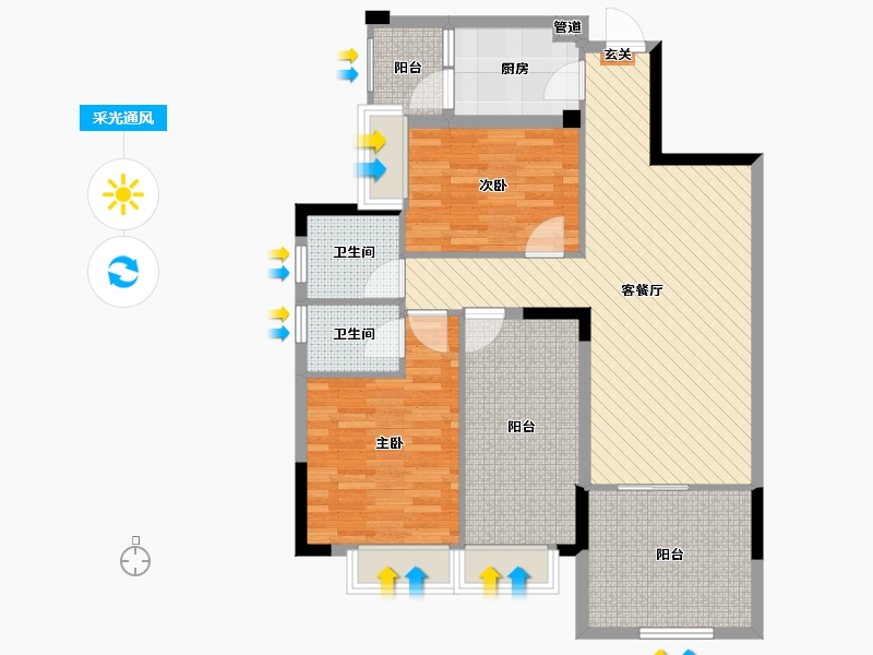 广东省-江门市-君悦雅轩-93.61-户型库-采光通风