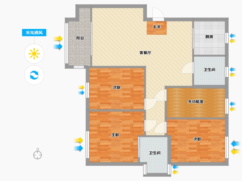 浙江省-湖州市-凤凰水岸-109.50-户型库-采光通风