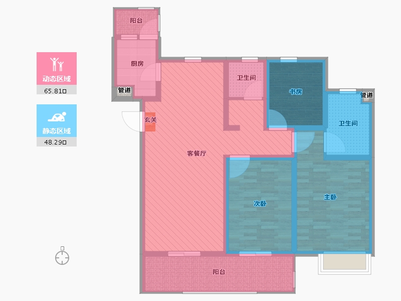 浙江省-宁波市-奥克斯盛世缔壹城-100.00-户型库-动静分区