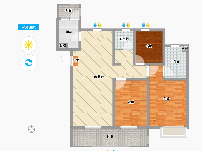 浙江省-宁波市-奥克斯盛世缔壹城-100.00-户型库-采光通风