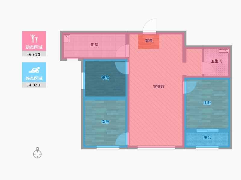 山西省-晋城市-丹河华府-69.47-户型库-动静分区