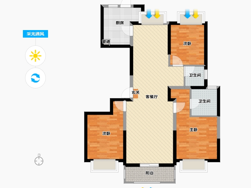 山西省-太原市-远大凤玺湾-95.25-户型库-采光通风