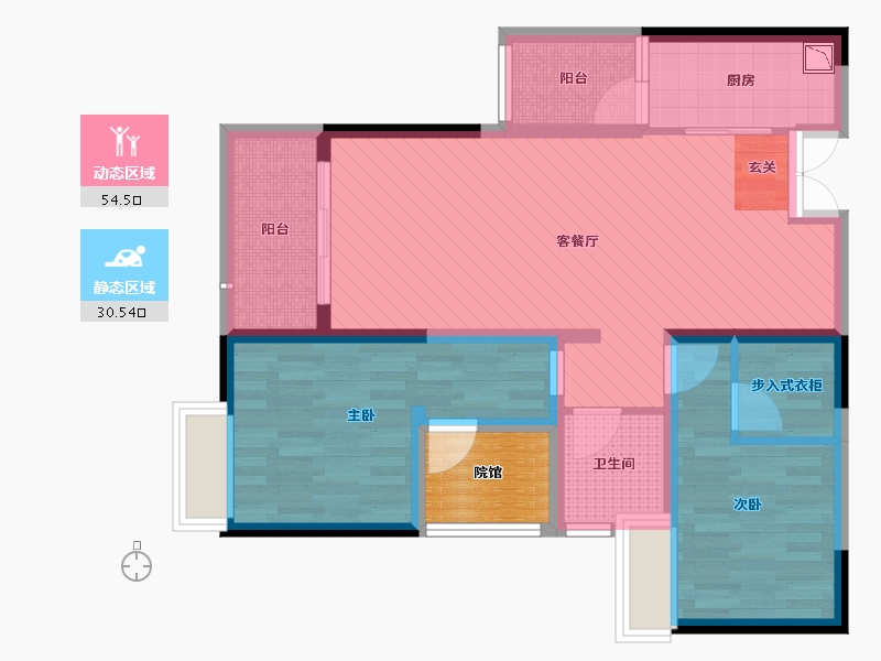 重庆-重庆市-长嘉汇-76.86-户型库-动静分区