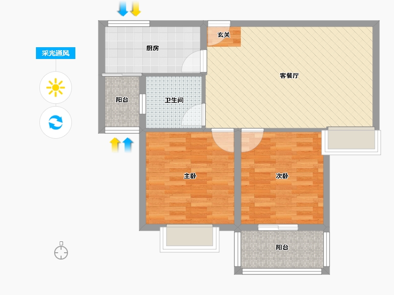 江苏省-淮安市-文锦城-67.00-户型库-采光通风