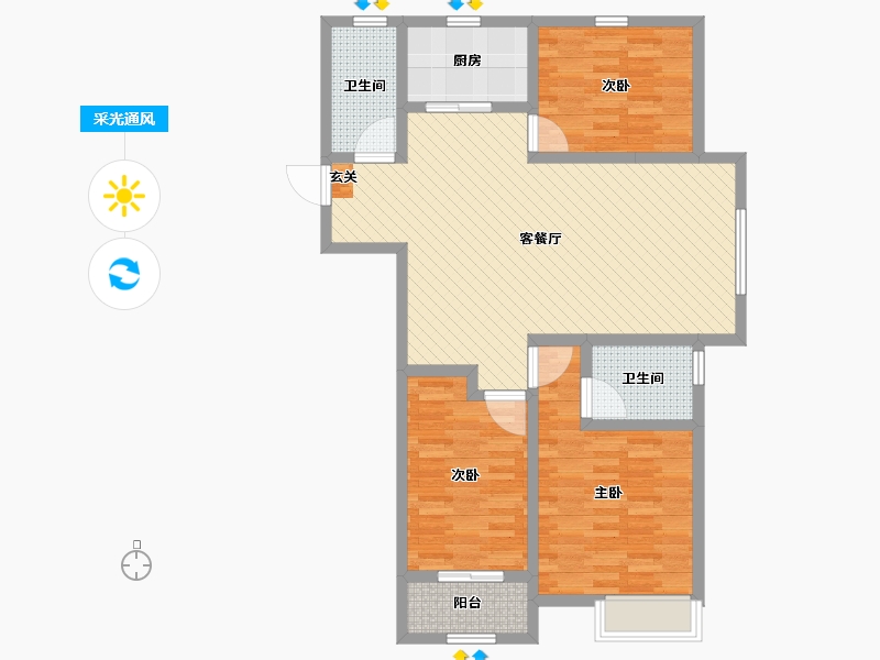 山东省-泰安市-中悦城-95.20-户型库-采光通风